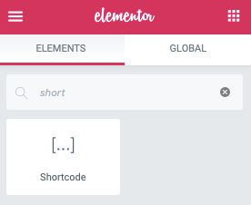 Elementor shortcode widget
